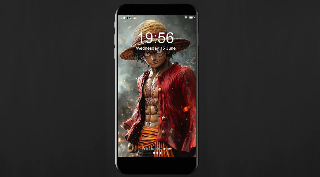 Monkey D. Luffy One Piece fond d'écran 4K avec pose dramatique avec chapeau de paille et manteau rouge sur fond de tempête Ultra HD gratuit pour Pc & téléphone portable