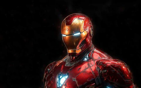 Iron Man classic armor portrait wallpaper 4k with details and glowing elements against black background in Ultra HD resolution for desktop and mobile