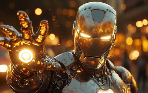 Iron Man silver armor close-up wallpaper 4K with glowing repulsor and cinematic lighting, Ultra HD resolution portrait background for all devices