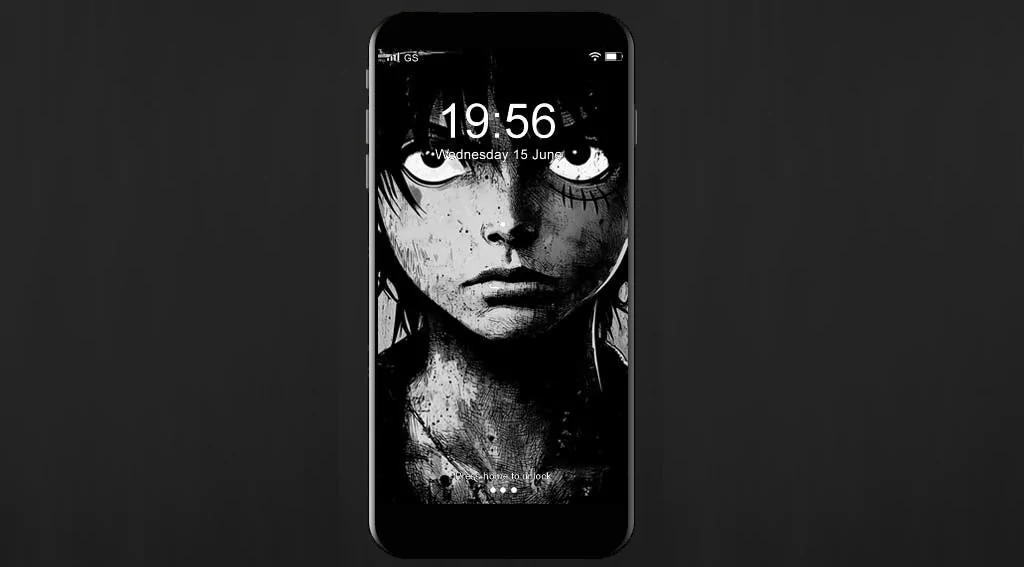 Black and white Monkey D. Luffy One Piece wallpaper 4k dramatic close-up portrait with straw hat monochrome background Ultra HD Free for Pc & mobile phone and iphone