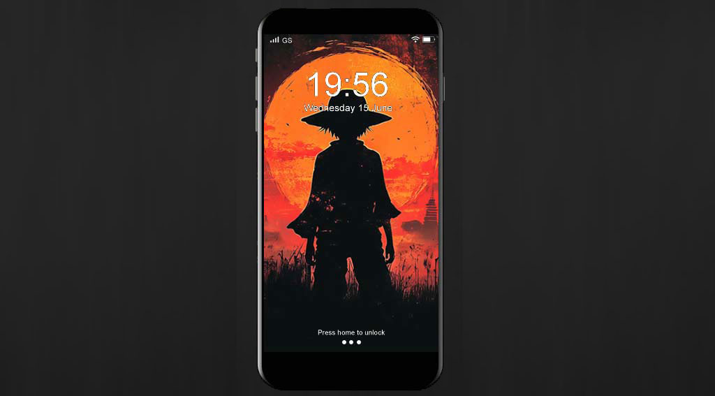 Monkey D. Luffy One Piece silhouette fond d'écran 4k avec coucher de soleil orange et ciel rouge fond d'écran Ultra HD gratuit pour pc & téléphone portable