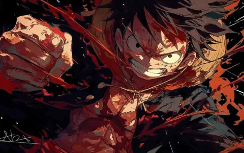 Monkey D. Luffy One Piece action wallpaper 4k intense battle scene and determined expression Ultra HD background free for desktop and mobile phone