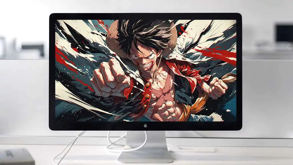 Fond d'écran d'action Monkey D. Luffy en 4K | Magnifique arrière-plan One Piece en Ultra HD pour ordinateurs et mobiles. Téléchargement gratuit en format JPG haute qualité.