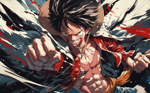 Fond d'écran d'action Monkey D. Luffy en 4K | Magnifique arrière-plan One Piece en Ultra HD pour ordinateurs et mobiles. Téléchargement gratuit en format JPG haute qualité.