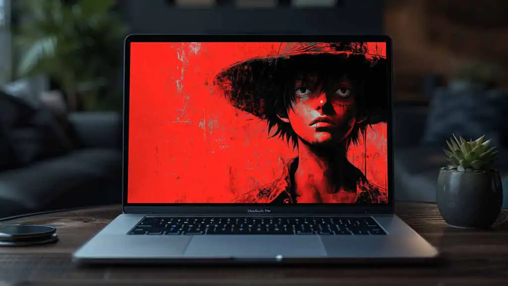 Fond d'écran minimaliste Monkey D. Luffy 4K avec un fond rouge saisissant. Parfait fond d'écran Ultra HD One Piece design pour les ordinateurs de bureau et les appareils mobiles. Téléchargement gratuit.