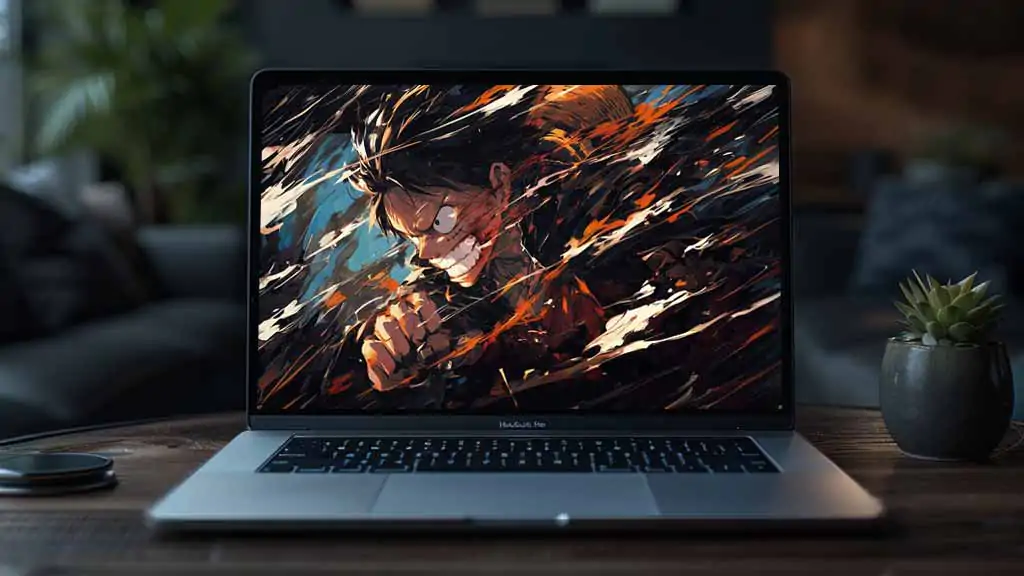 Fond d'écran 4K de scène de combat intense de Monkey D. Luffy de l'anime One Piece avec effets d'éclaboussures, arrière-plan Ultra HD gratuit pour PC et téléphone mobile iPhone