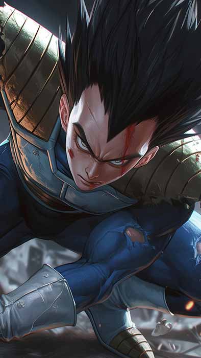 Dragon Ball Vegeta pose de combat fond d'écran 4K - Combat épique ultra HD, arrière-plan gratuit à télécharger pour PC, téléphone portable et iPhone