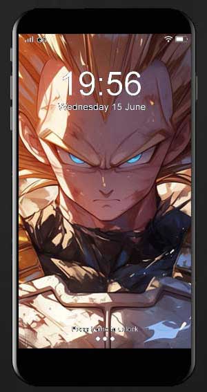 Fond d'écran Dragon Ball fan art 4K montrant Vegeta en Super Saiyan avec des cheveux d'or hérissés, des yeux bleus et une armure Saiyan Fond d'écran gratuit pour pc & mobile