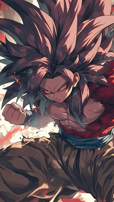 Dragon Ball Goku Super Saiyan 4 transformation SSJ4 fond d'écran 4k dramatique rouge ultra HD gratuit pour PC et téléphone portable