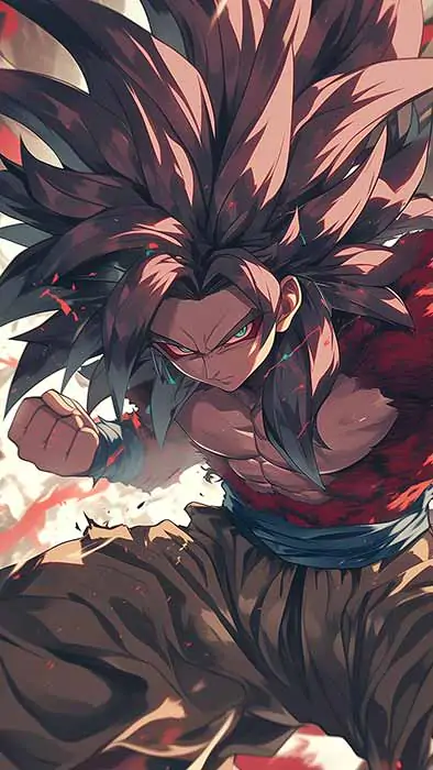 Dragon Ball Goku Super Saiyan 4 transformation SSJ4 wallpaper 4k dramatic red ultra HD background free for Pc & mobile phone