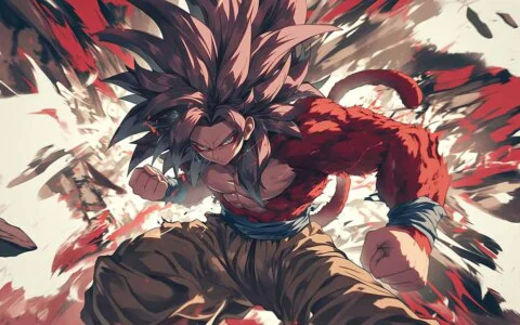 Dragon Ball Goku Super Saiyan 4 transformation SSJ4 wallpaper 4k dramatic red ultra HD background free for Pc & mobile phone