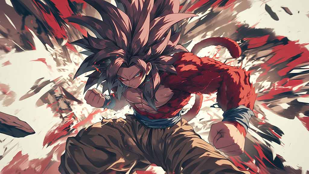Dragon Ball Goku Super Saiyan 4 transformation SSJ4 fond d'écran 4k dramatique rouge ultra HD gratuit pour PC et téléphone portable