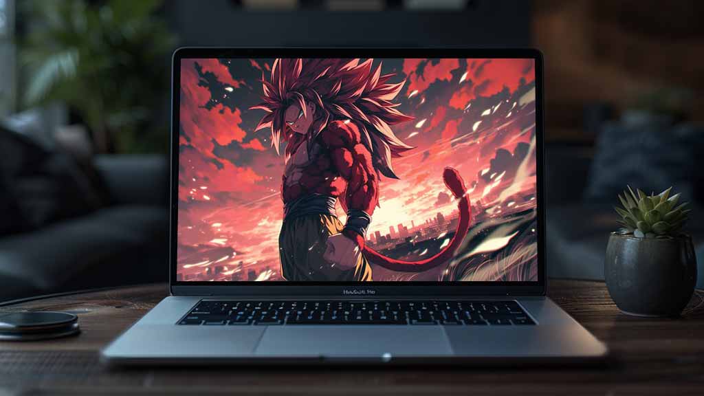 Fond d'écran Dragon Ball Goku Super Saiyan 4 transformation 4k dramatique rouge ultra HD gratuit pour PC et téléphone portable