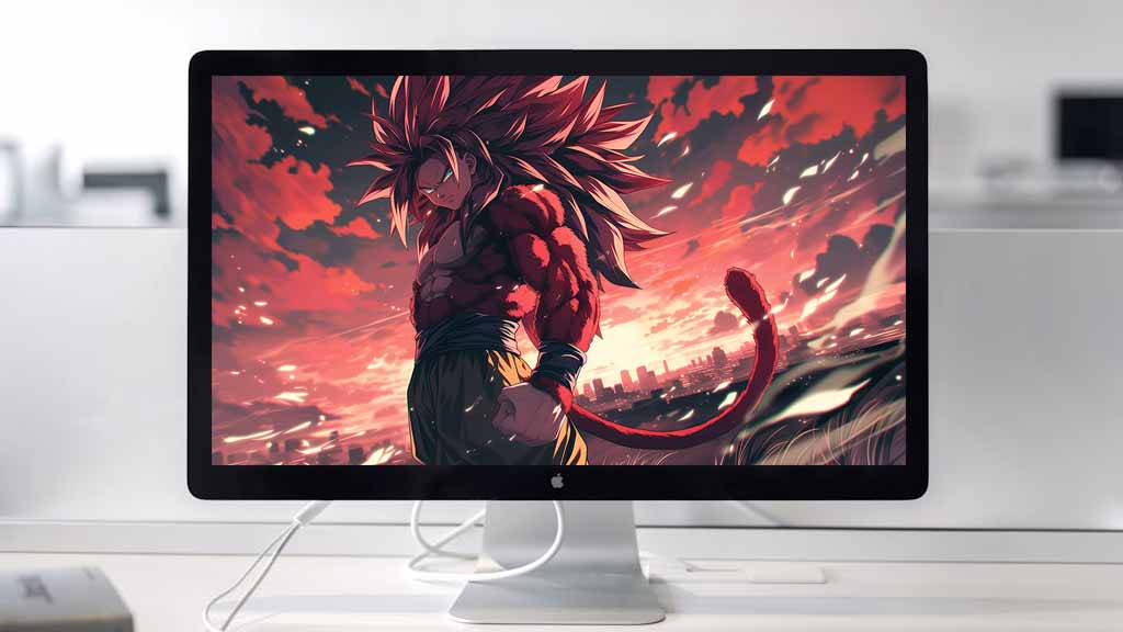 Fond d'écran Dragon Ball Goku Super Saiyan 4 transformation 4k dramatique rouge ultra HD gratuit pour PC et téléphone portable