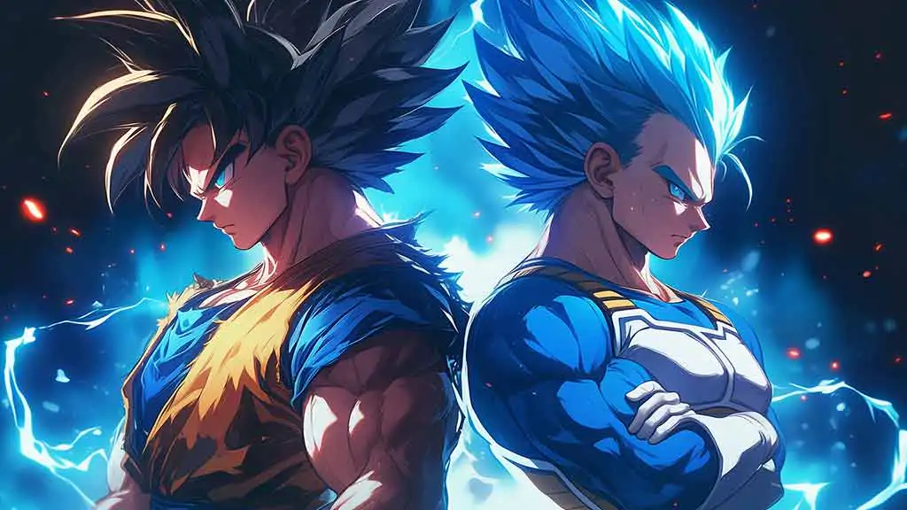 Goku & Vegeta wallpaper 4K Ultra HD Dragon Ball ultra HD,background damage on his face free download for Pc & Mobile phone and iphone