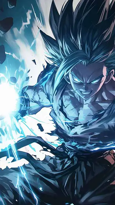 Dragon Ball Goku performing Kamehameha wave wallpaper 4k with intense blue energy blast Free background for Pc & Mobile phone