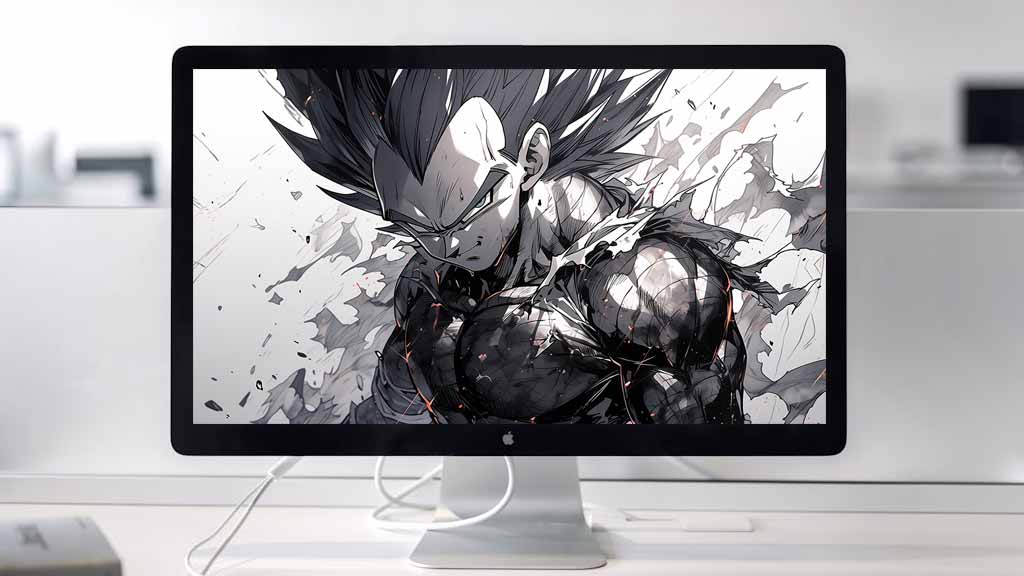 Fond d'écran Dragon Ball ultra HD, Vegeta en noir et blanc en 4K, téléchargement gratuit pour PC, téléphone portable et iPhone