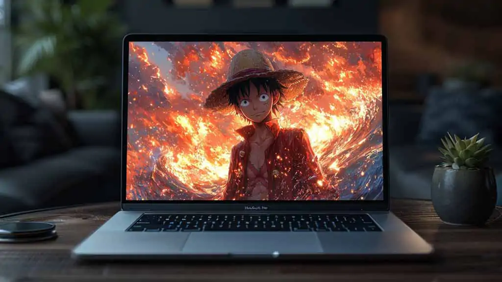 Fond d'écran Epic Monkey D Luffy One Piece 4K entouré de flammes dynamiques, téléchargement gratuit d'arrière-plan 4K Ultra HD pour PC et téléphone mobile