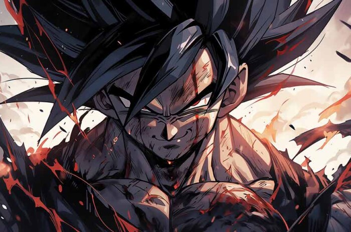 Fond d'écran Goku Black 4K Ultra HD Dragon Ball ultra HD, avec cicatrices sur son visage, téléchargement gratuit pour PC, téléphone portable et iPhone