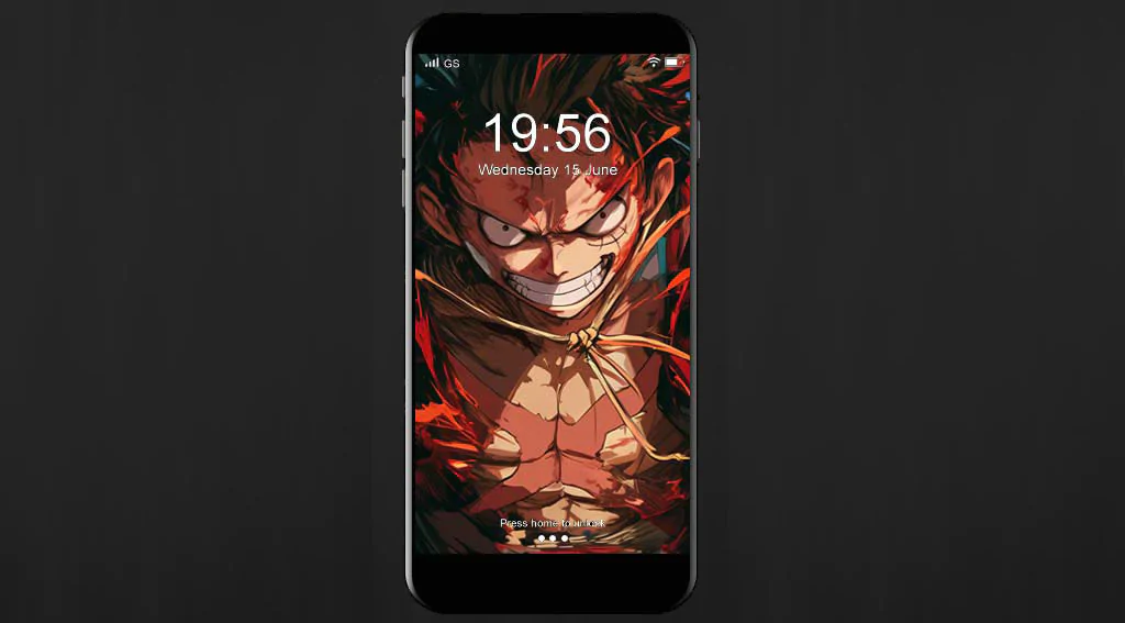 Monkey D. Luffy fond d'écran gros plan 4K avec un sourire féroce et des effets rouges explosifs de l'anime One Piece fond d'écran ultra HD pour Pc & téléphone portable gratuit