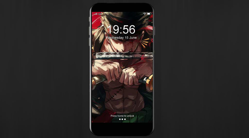 Fond d'écran 4K de Roronoa Zoro à trois épées avec des effets dramatiques rouges et verts de l'anime One Piece Fond d'écran HD gratuit pour PC et téléphone portable