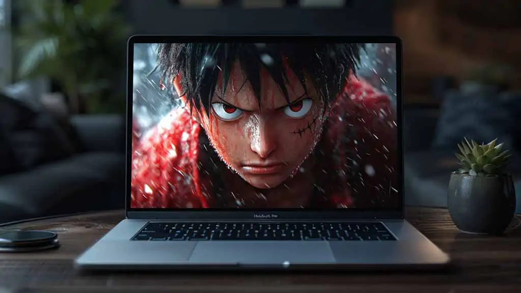 Fond d'écran portrait en gros plan de Monkey D Luffy 4K avec des yeux rouges et de la pluie Téléchargement gratuit d'arrière-plan Ultra HD pour PC et téléphone portable