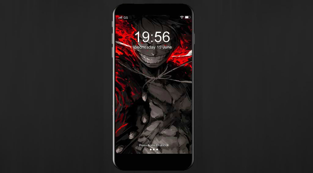 Fond d'écran Luffy artistique 4k de One Piece avec des effets rouges déterminés expression télécharger gratuitement fond d'écran pc & téléphone mobile iphone