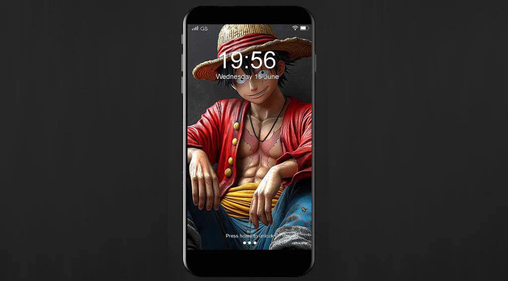 Fond d'écran 4k de Monkey D. Luffy en rendu 3D réaliste, assis de façon décontractée dans sa veste rouge emblématique et son chapeau de paille. Fond d'écran HD à télécharger gratuitement pour Pc et Mobile.