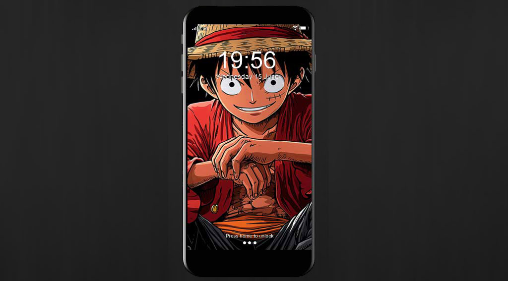 Monkey D. Luffy pose classique 4k avec chapeau de paille et veste rouge de l'anime One Piece en fond d'écran HD gratuit pour pc & mobile et iphone