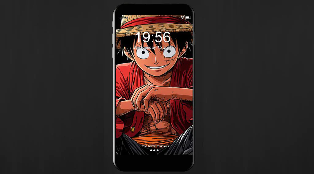 Monkey D. Luffy pose classique 4k avec chapeau de paille et veste rouge de l'anime One Piece en fond d'écran HD gratuit pour pc & mobile et iphone