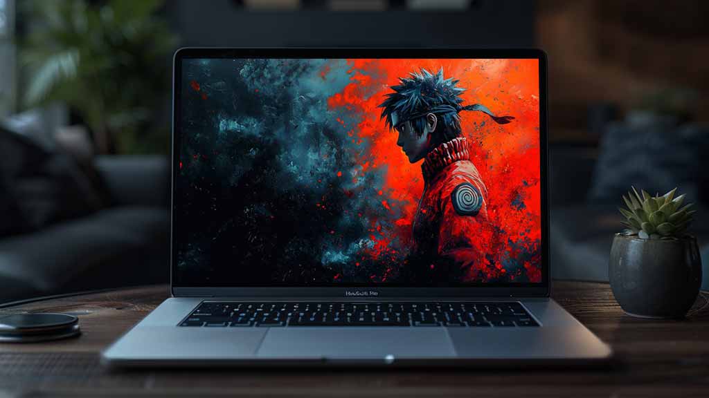 Fond d'écran d'art abstrait Naruto 4K sur fond d'orage rouge et bleu, illustration anime Ultra HD gratuite à télécharger pour PC et mobile