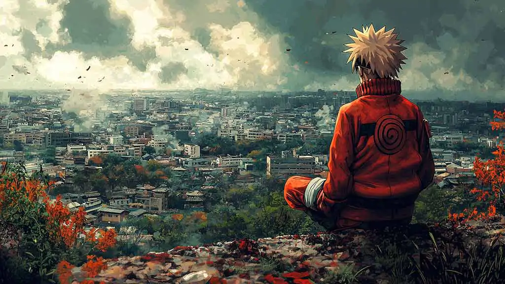 Fond d'écran Naruto Konoha, le village aux feuilles cachées 4k Ultra HD à télécharger gratuitement pour Pc et Mobile