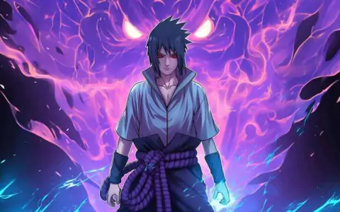 Sasuke Susanoo power 4K wallpaper featuring purple energy soldier Free Ultra HD anime background for desktop & mobile phone