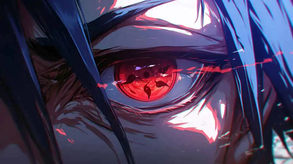 Fond d'écran de gros plan des yeux de Sasuke Sharingan 4K Ultra HD Téléchargement gratuit pour PC et téléphone portable