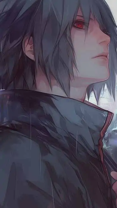 Uchiha Sasuke rain wallpaper 4k artwork Free Ultra HD anime background for desktop & mobile phone