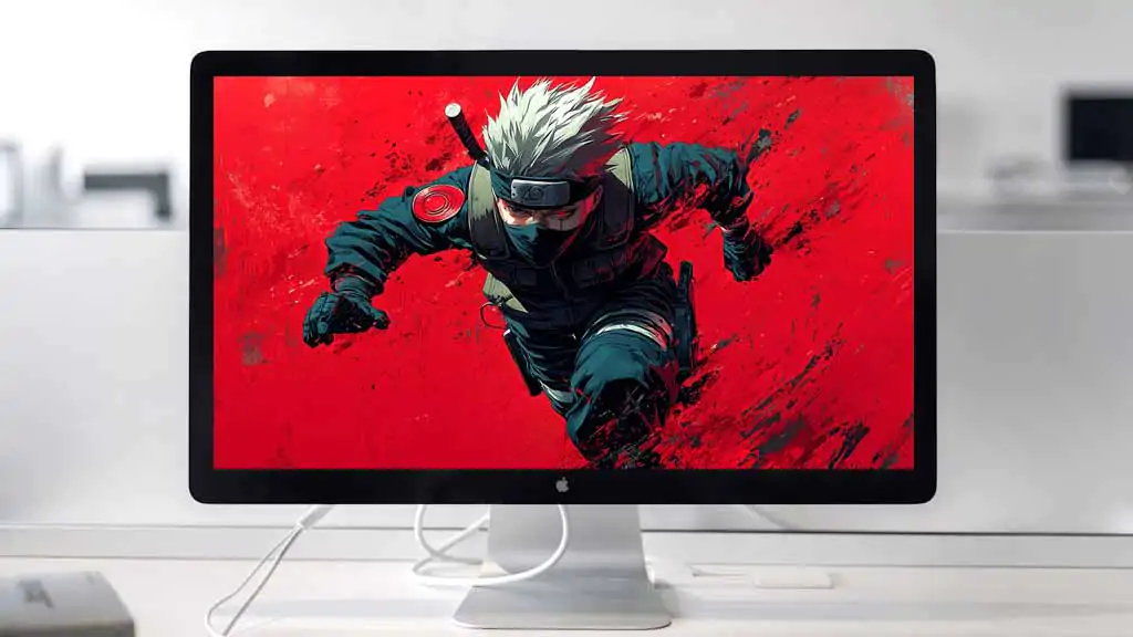 "Fond d'écran Kakashi en Pose d'Action 4K ninja aux cheveux argentés arrière plan ultra HD, téléchargement gratuit pour ordinateur de bureau et mobile