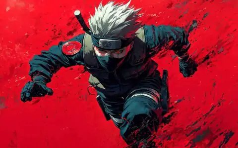 Kakashi action pose 4K wallpaper silver-haired ninja ultra HD background, free download for desktop and mobile