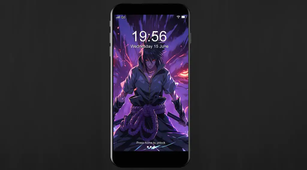 Fond d'écran 4K du combat de Sasuke Susanoo avec un guerrier d'énergie violette. Arrière-plan d'anime Ultra HD gratuit pour ordinateur et téléphone portable