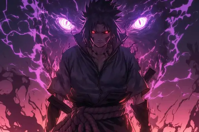 Sasuke Susanoo with activated curse mark 4K wallpaper Free Ultra HD anime background for desktop & mobile phone