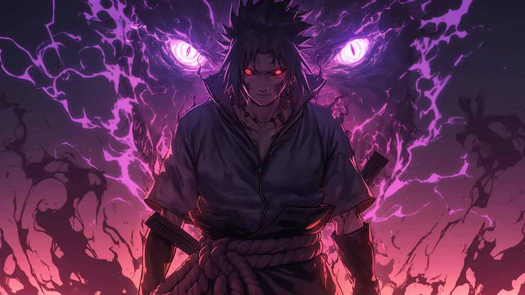 Sasuke Susanoo avec la marque de malédiction activée Fond d'écran 4K gratuit Fond d'écran d'anime Ultra HD pour ordinateur de bureau et téléphone portable