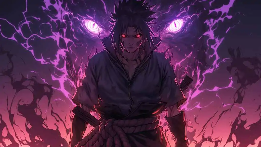 Sasuke Susanoo with activated curse mark 4K wallpaper Free Ultra HD anime background for desktop & mobile phone