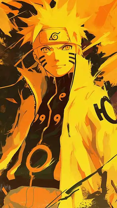 Naruto Six Paths Sage Mode wallpaper 4k with yellow chakra cloak and dynamic orange effects, Ultra HD anime Background free fro Pc & Mobile