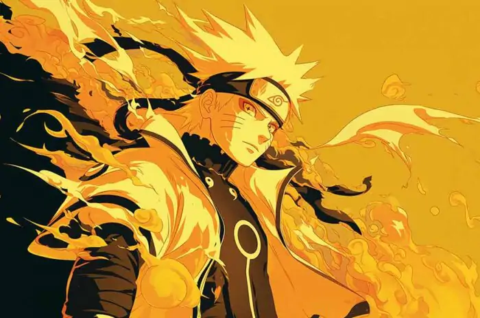 Naruto Sage Mode 4K wallpaper golden chakra energy, artistic anime background free download for all devices