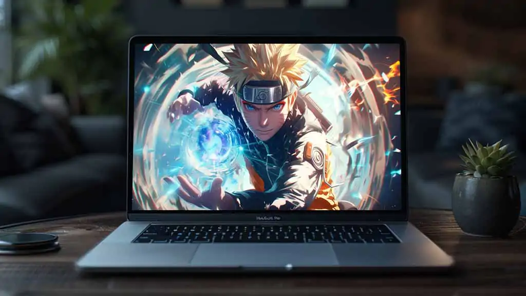 Naruto Uzumaki Rasengan 4K wallpaper with abstract chakra effects background in Ultra HD resolution free download for Pc & Mobile