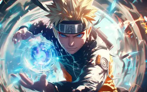 Naruto Uzumaki Rasengan 4K wallpaper with abstract chakra effects background in Ultra HD resolution free download for Pc & Mobile