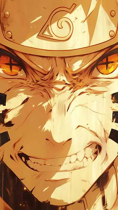 Naruto close-up wallpaper 4k intense orange eyes rage mode in dramatic gold and black tones Free Hd background for Pc & Mobile