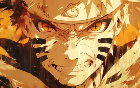 Naruto close-up wallpaper 4k intense orange eyes rage mode in dramatic gold and black tones Free Hd background for Pc & Mobile