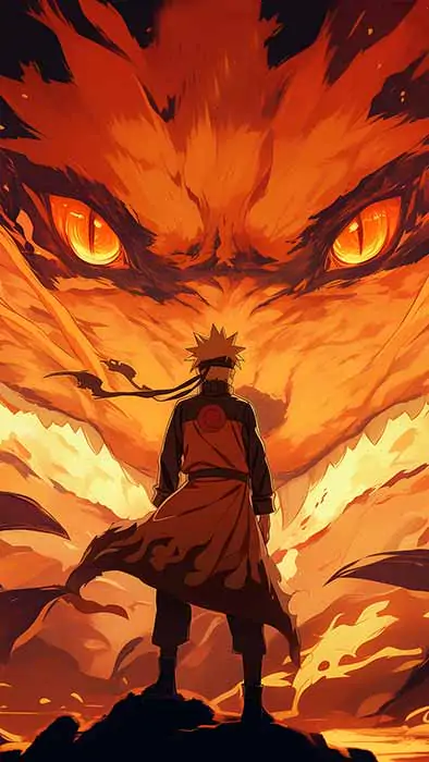 Naruto and Nine-Tails fox Kurama wallpaper 4k Ultra HD background, free download for desktop and mobile phone