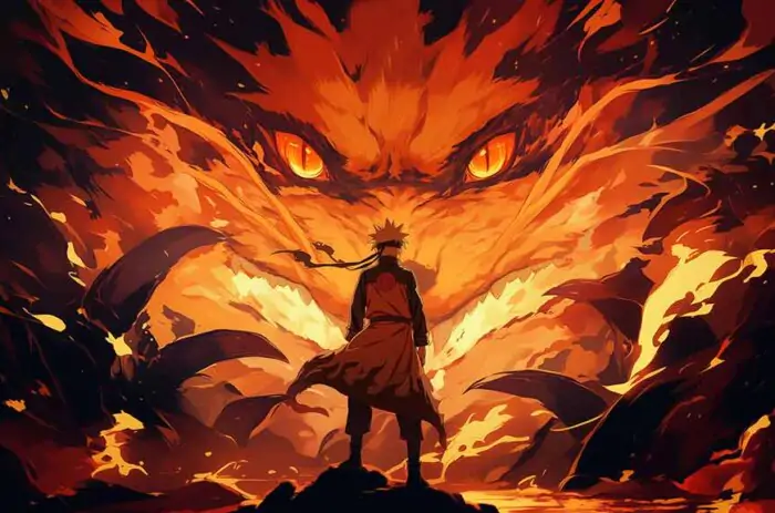 Naruto and Nine-Tails fox Kurama wallpaper 4k Ultra HD background, free download for desktop and mobile phone