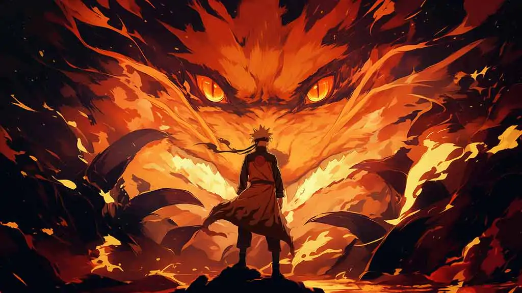 Naruto and Nine-Tails fox Kurama wallpaper 4k Ultra HD background, free download for desktop and mobile phone